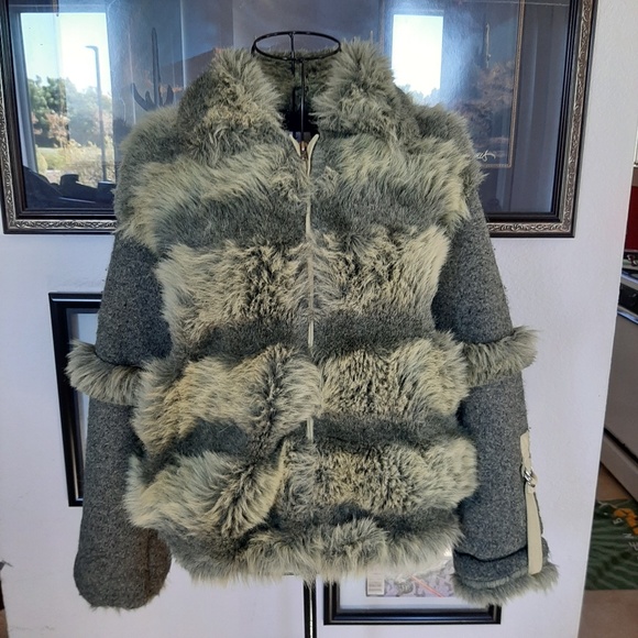Corky & Co. Jackets & Blazers - Corky & Co. Green furry jacket size 12